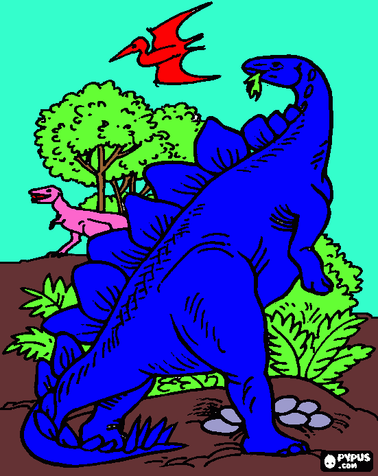due dinosauri + pterodattilo da colorare