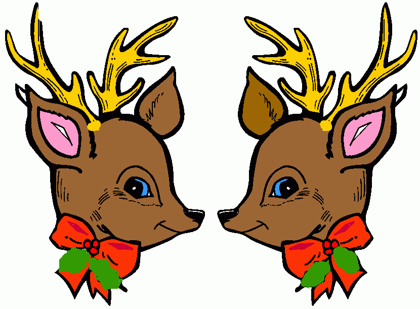 due renne di Natale da colorare