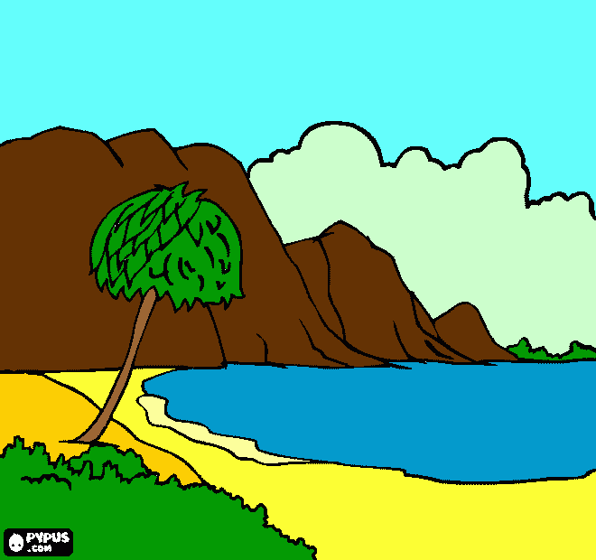 e un paesaggio sul mare da colorare