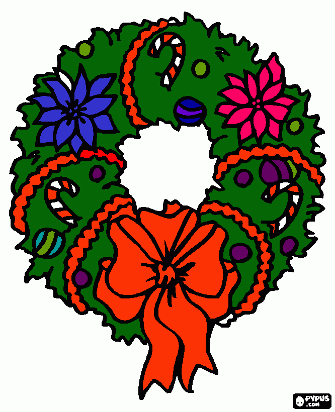 e una ghirlanda di fiori ke o colorato con tanta oglia di natale da colorare