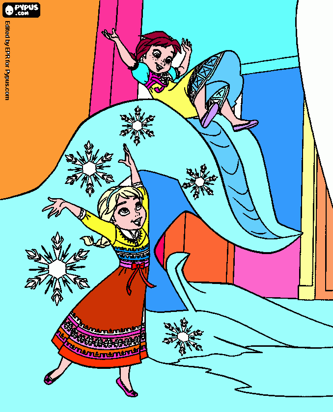 elsa e anna da piccole da colorare
