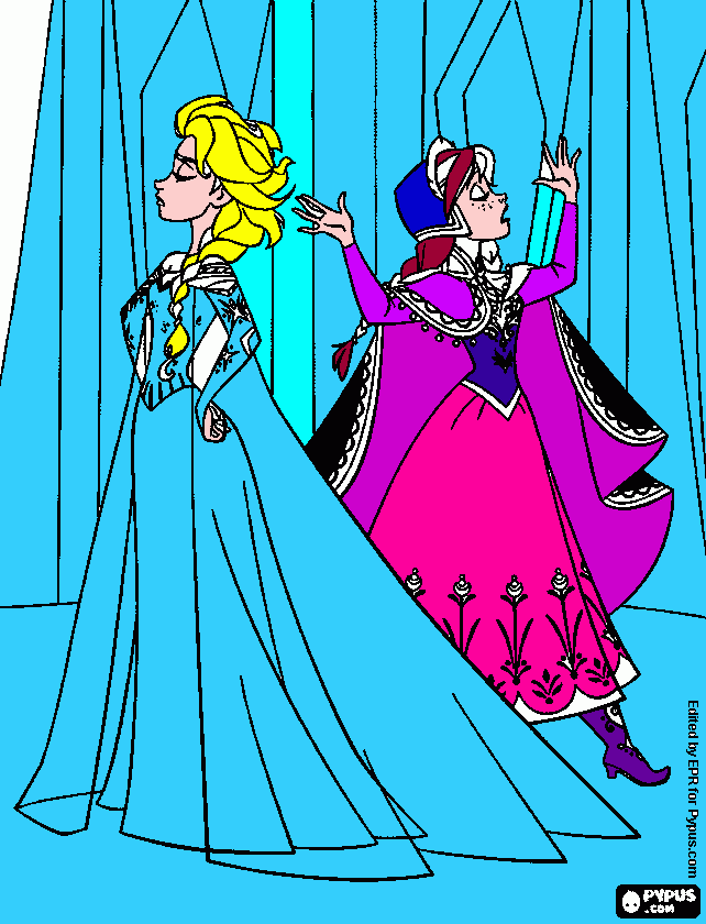 elsa e anna litigano da colorare