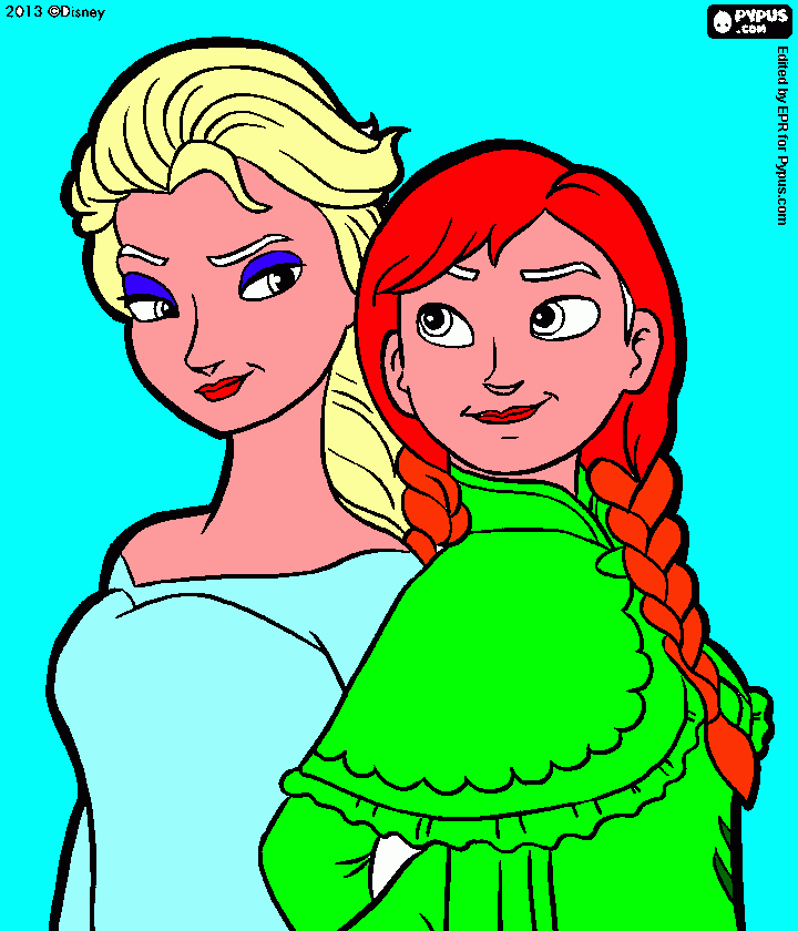 elsa e anna da colorare