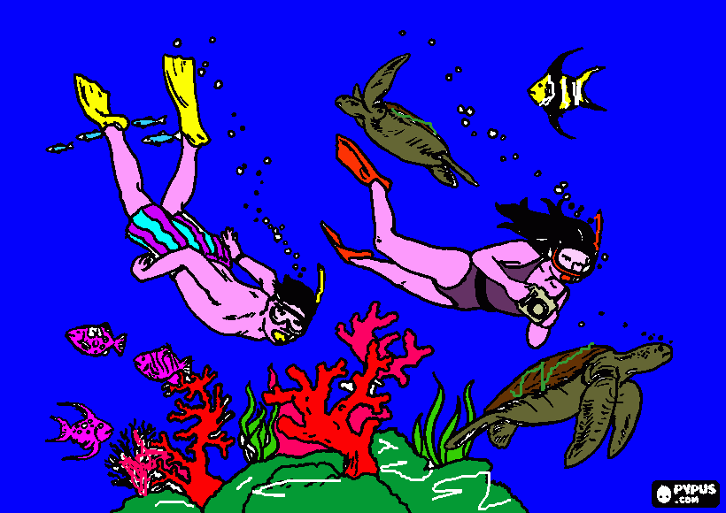esplorazione sul fondo marino da colorare