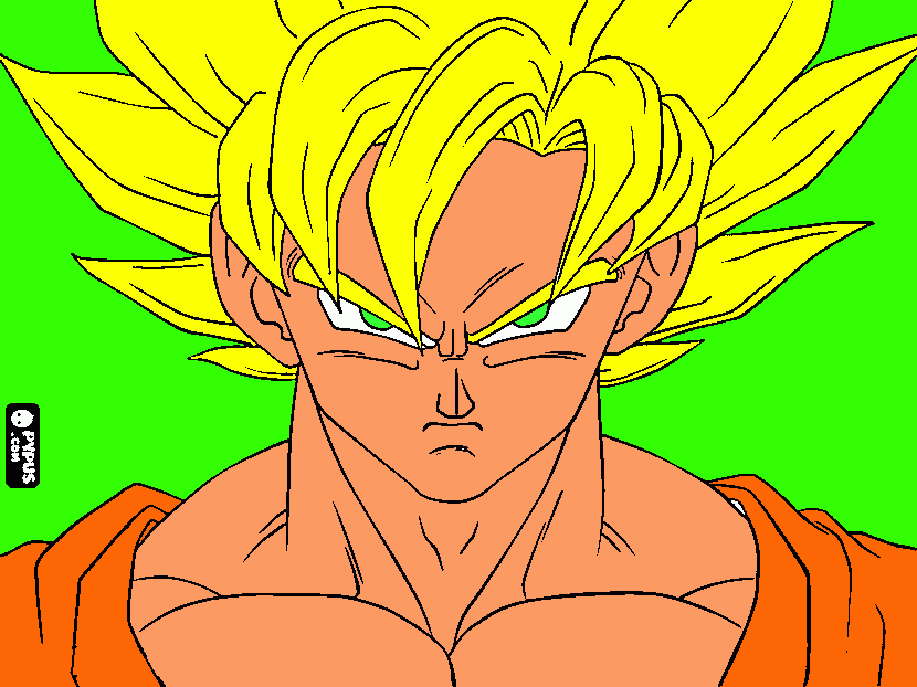 faccia di goku da colorare