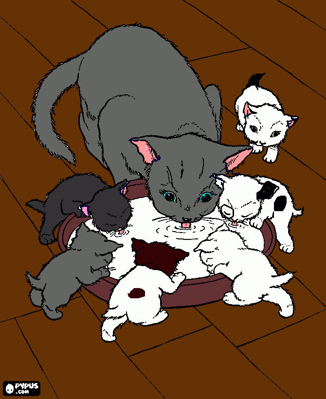 famiglia   gatti  da colorare