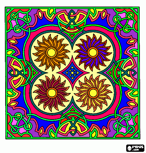 fiori geometrici da colorare