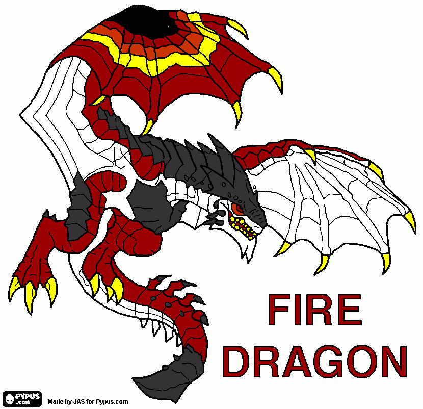 fire dragon da colorare