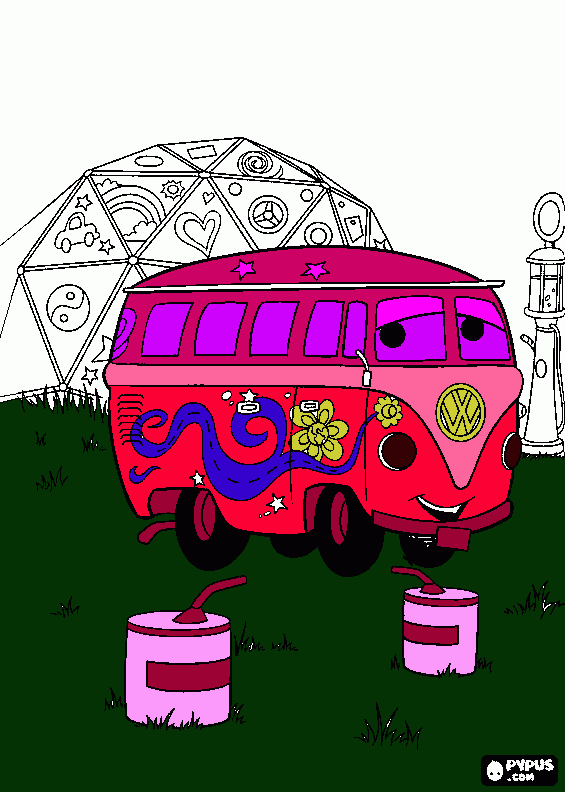 furgoncino hippy da colorare