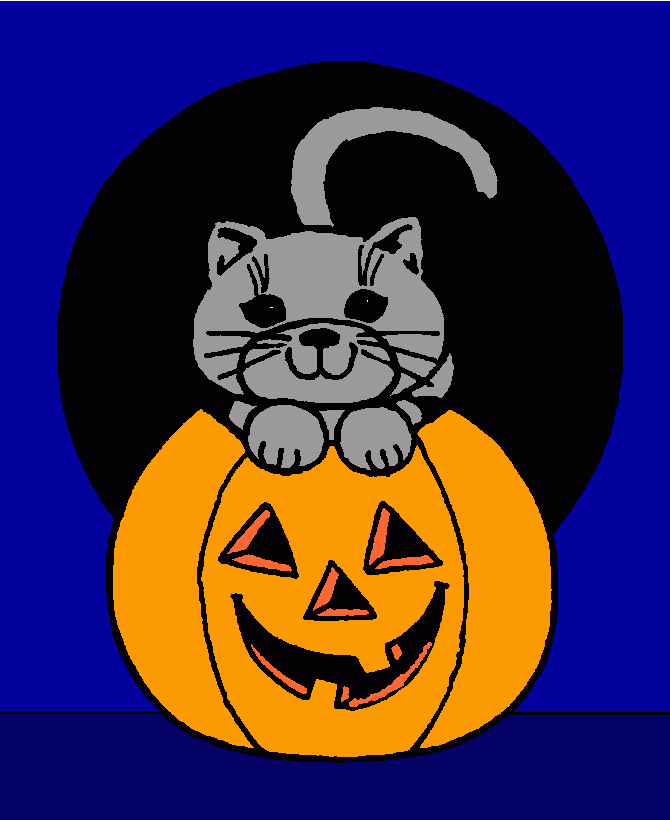 gattino halloween da colorare