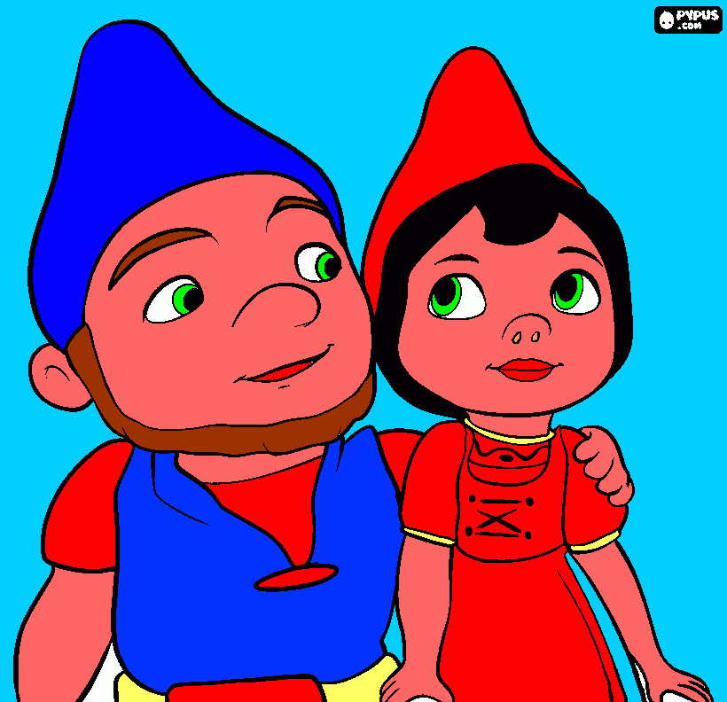 GNOMEO E GIULIETTA CHE SI ABBRACCIANO da colorare