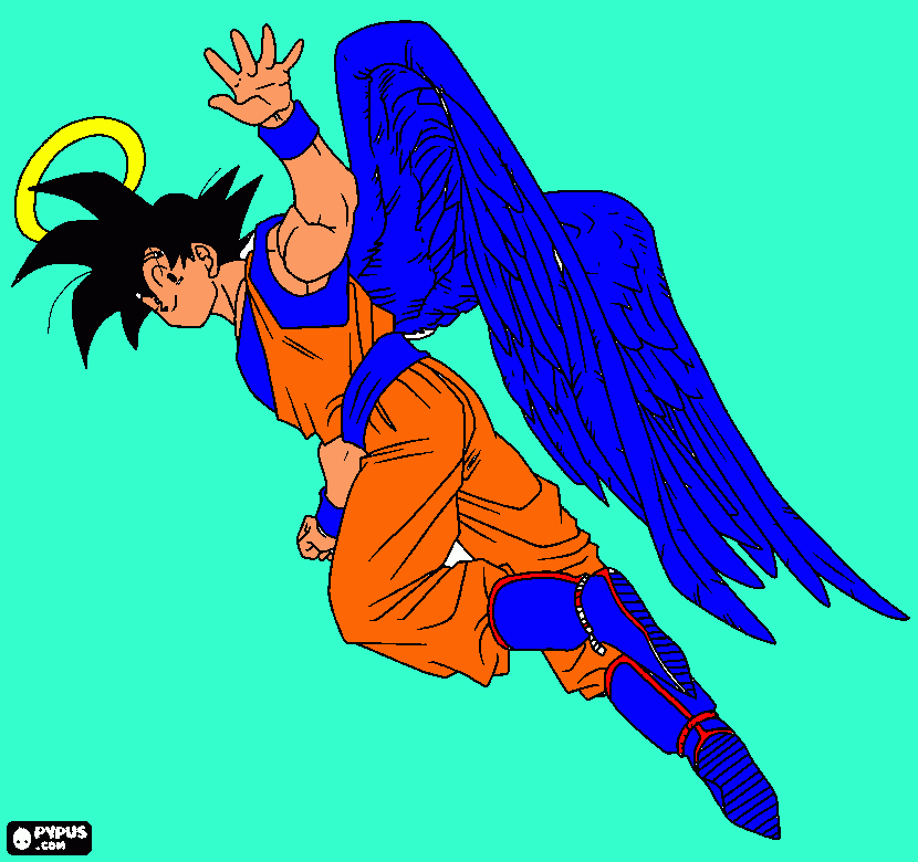 Goku come un angelo da colorare
