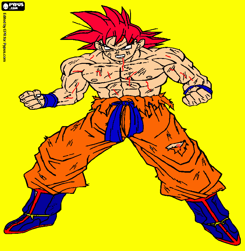 Goku kaioken   quasi  super sayan da colorare