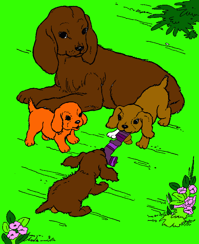I CUCCIOLI CON LA LORO MAMMA da colorare