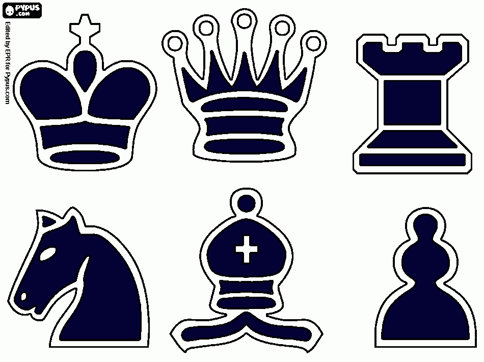 i pezzi neri degli scacchi da colorare