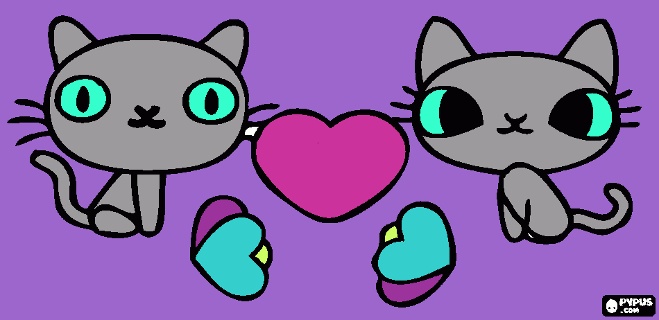 il  gatto  di  garu   e  la  gatta   di   pucca da colorare