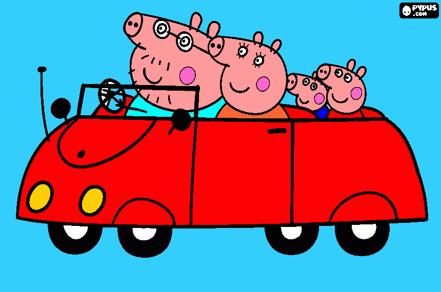 io,papà pig, mamma pig e georgi da colorare