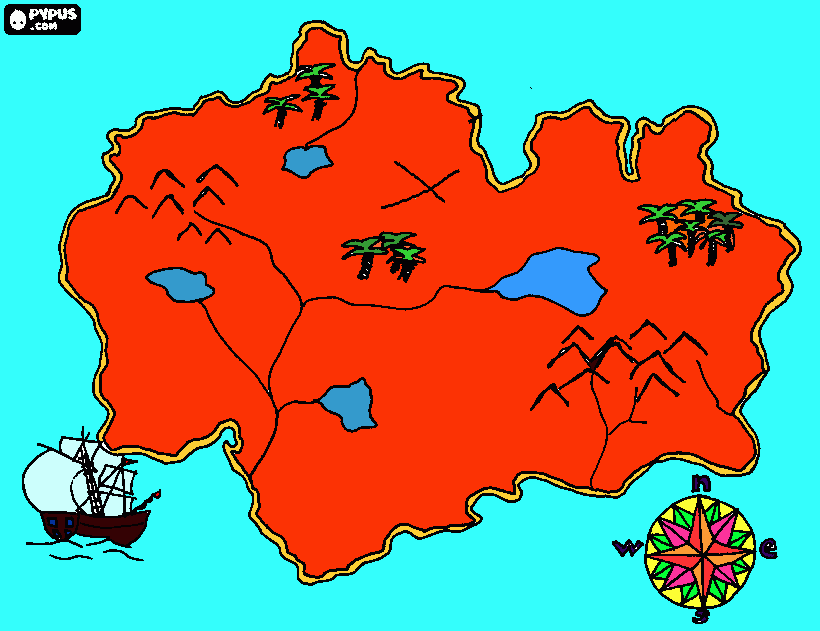 isola tesoro da colorare