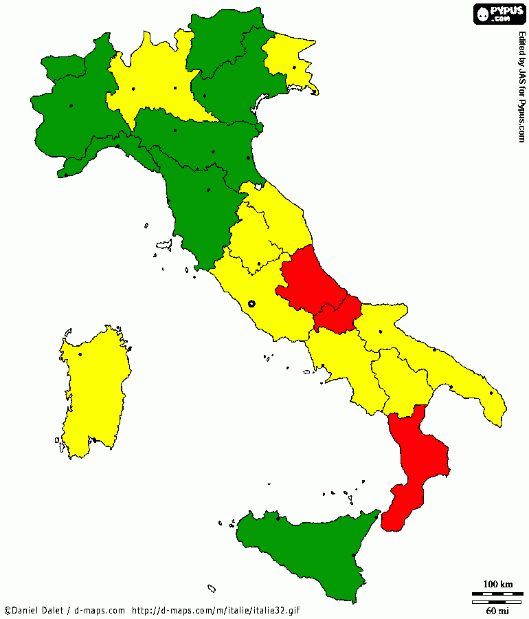 Italy Map  da colorare