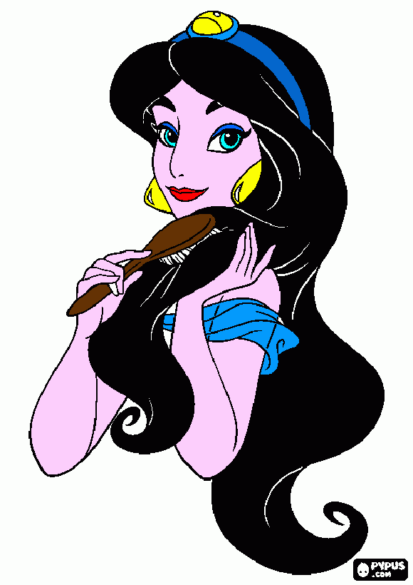 jasmine che si pettina i capelli  da colorare