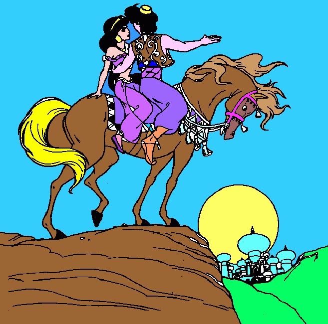 Jasmine e Aladin da colorare