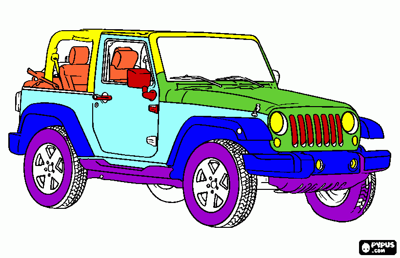 jeep rainbow da colorare