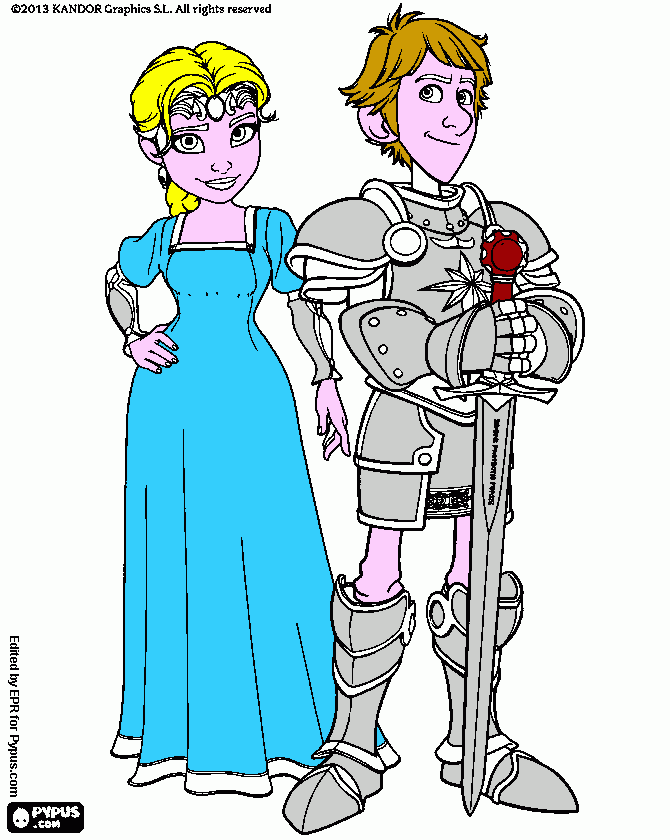 Justin e principessa da colorare