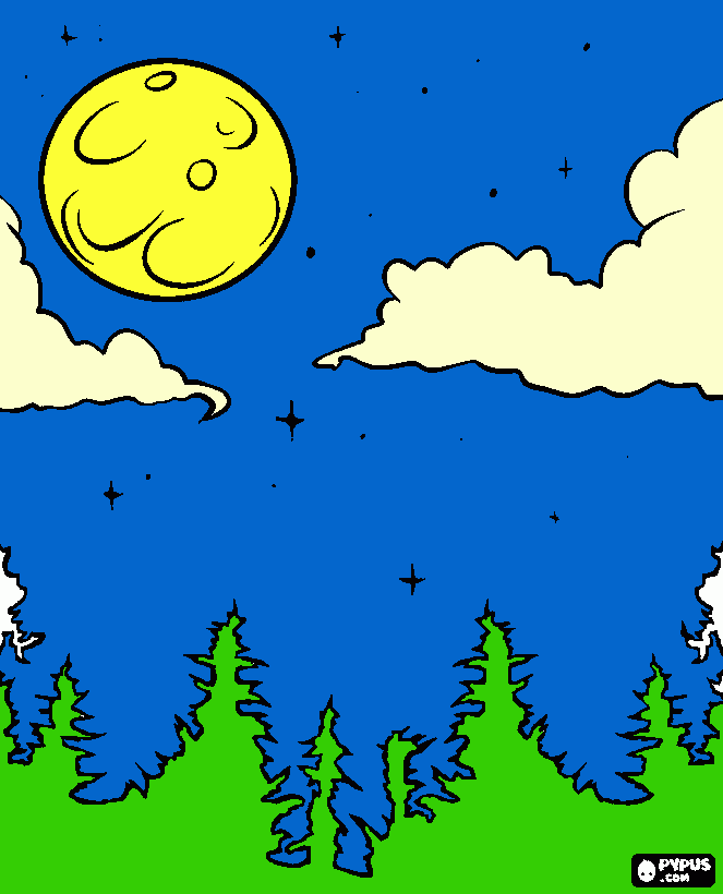 la  luna da colorare
