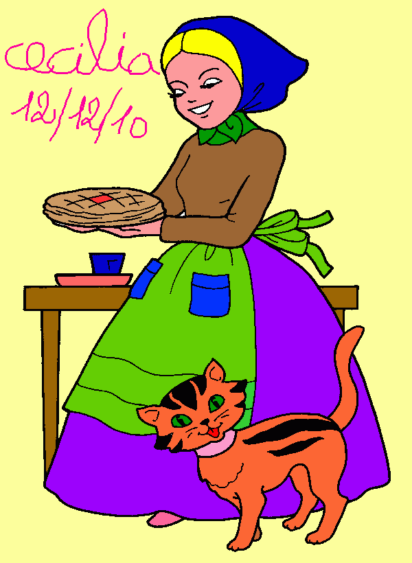 la mamma di cappuccetto rosso prepara una torta alla nonna malata da colorare