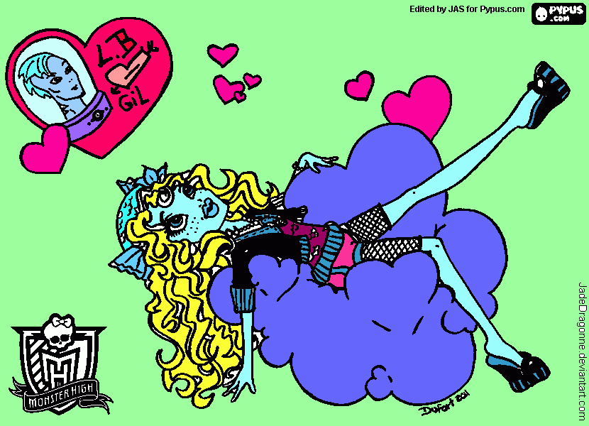 Lagoona Blue su una nuvola,che sogna il ragazzo che gli piace. da colorare
