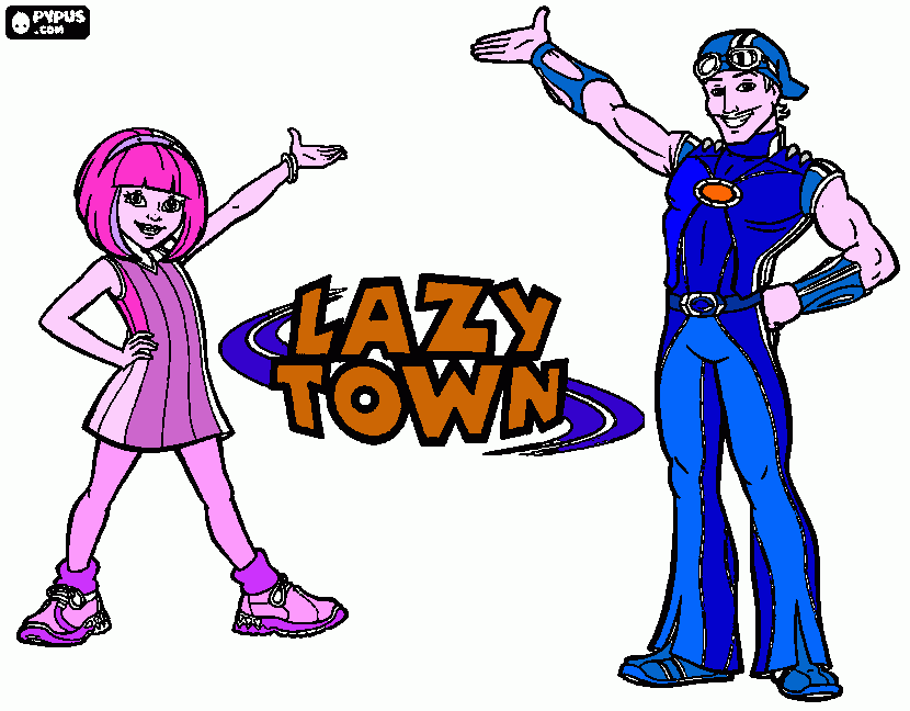 lazy town - stephanie and sportacus da colorare