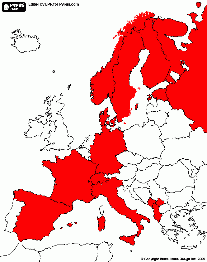 Le mie nazioni europee visitate  da colorare