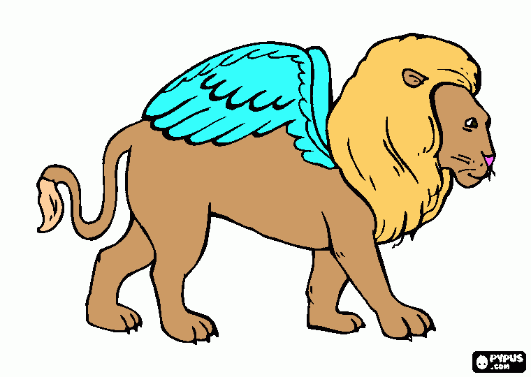 leone alato da colorare
