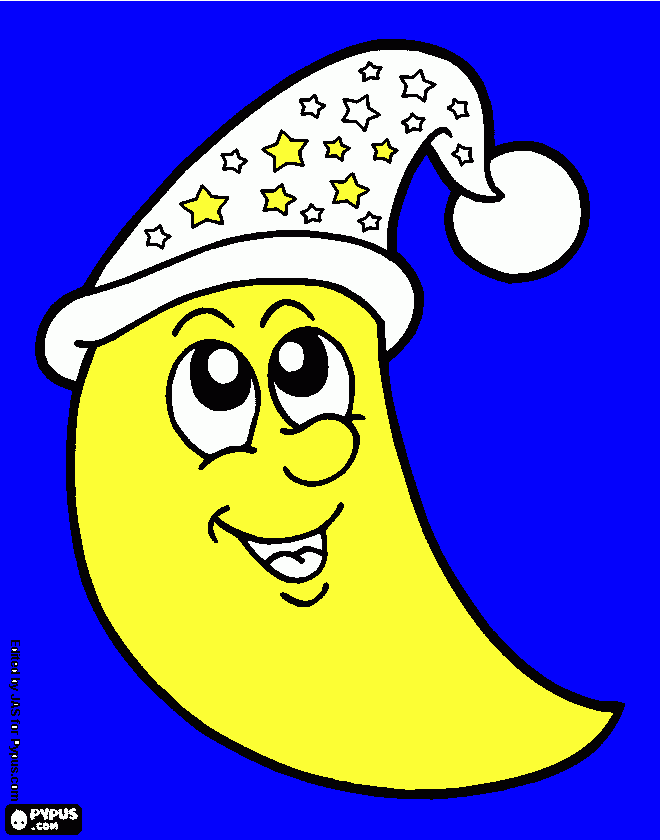 luna con cappello da colorare