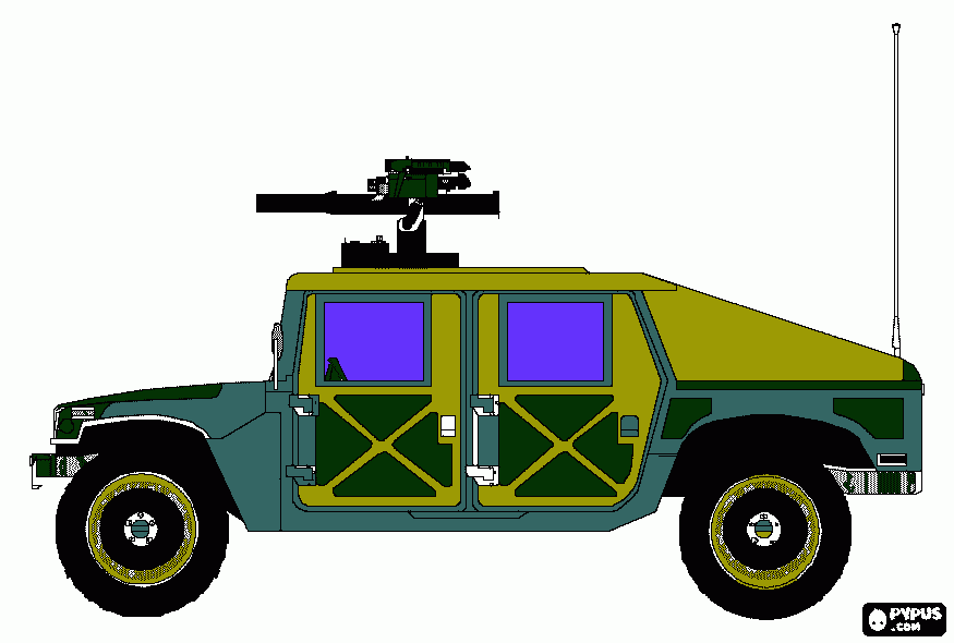 macchina militare da colorare