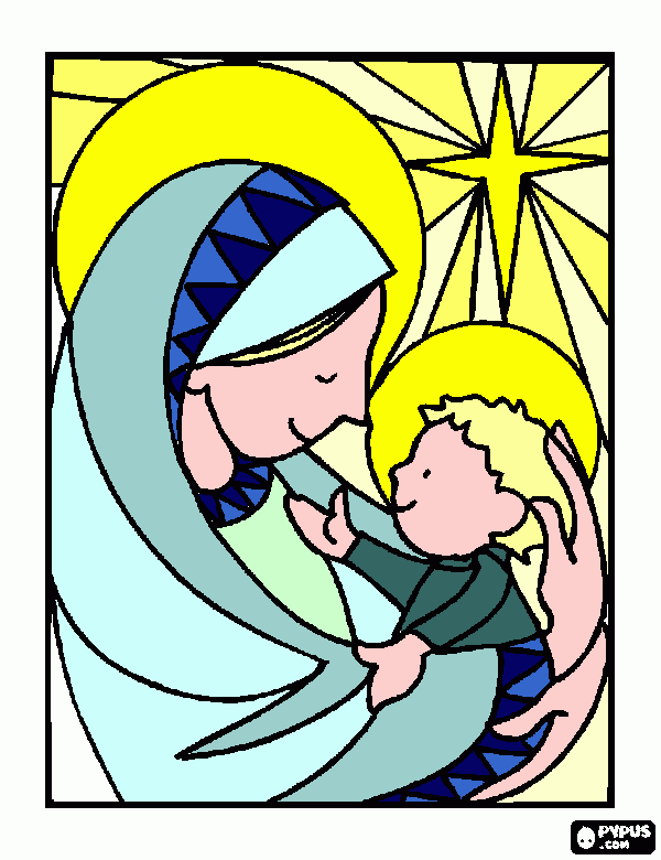 madonna e gesù da colorare