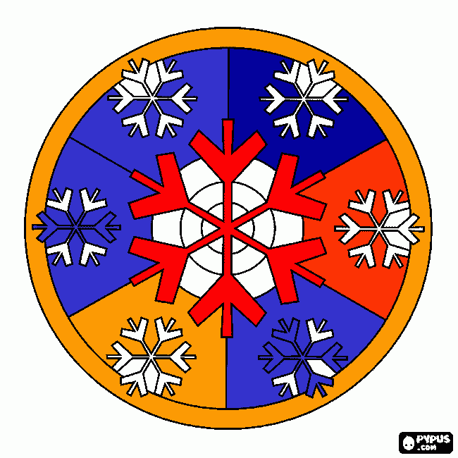 mandala di fiocchi di neve da colorare