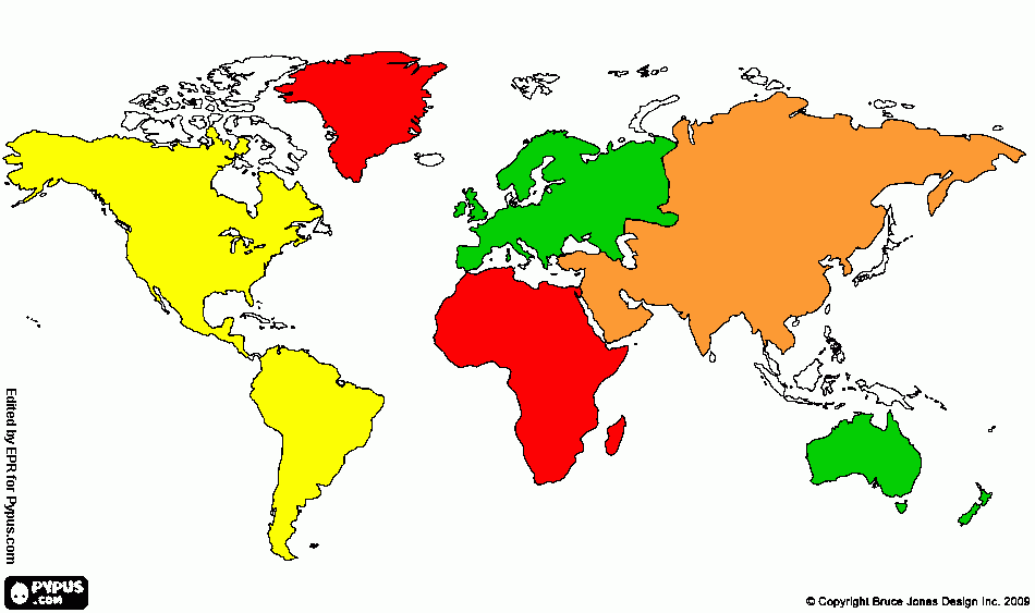 Mappa del mondo JH da colorare