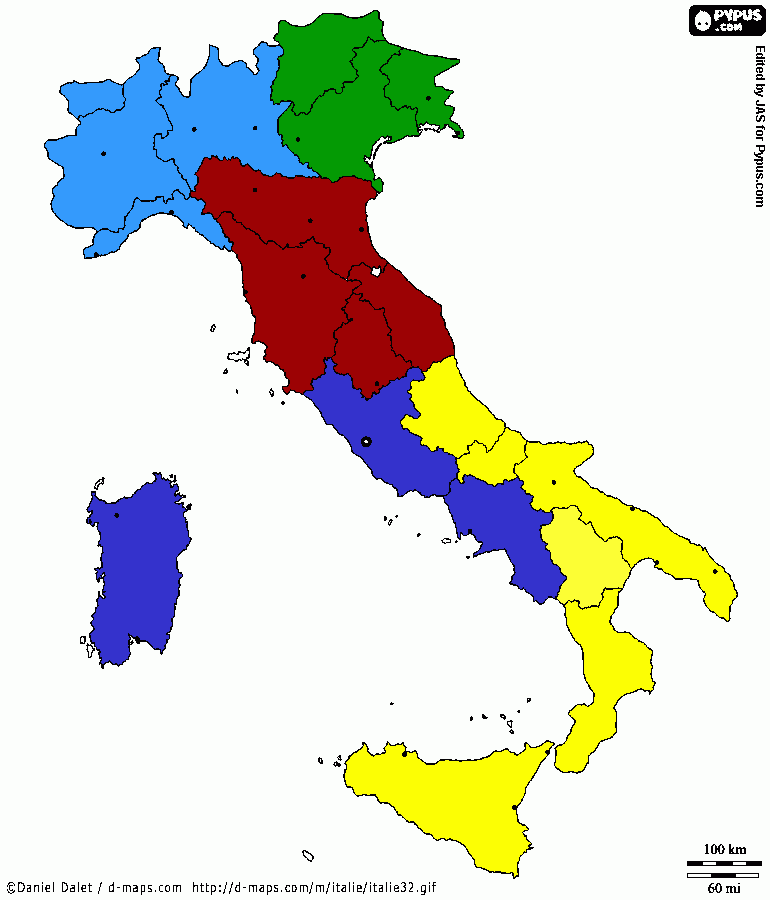mappa ITALIA V2025 da colorare