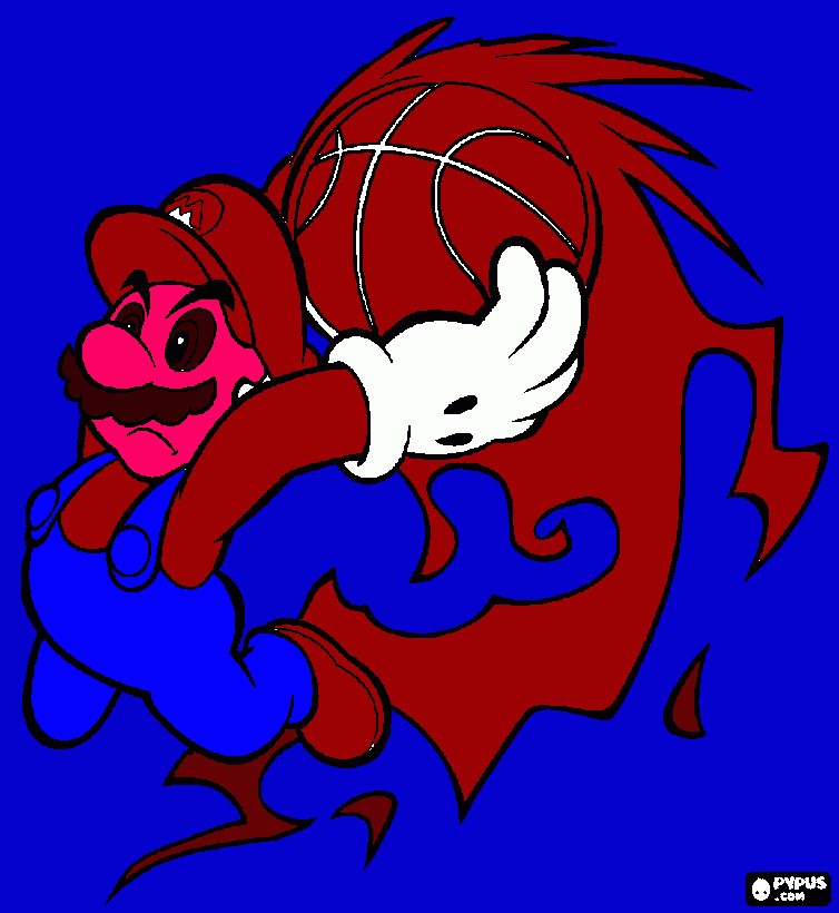 Mario sta per fare canestro con la sua mossa speciale da colorare