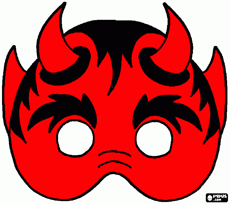 maschera diavoletto da colorare
