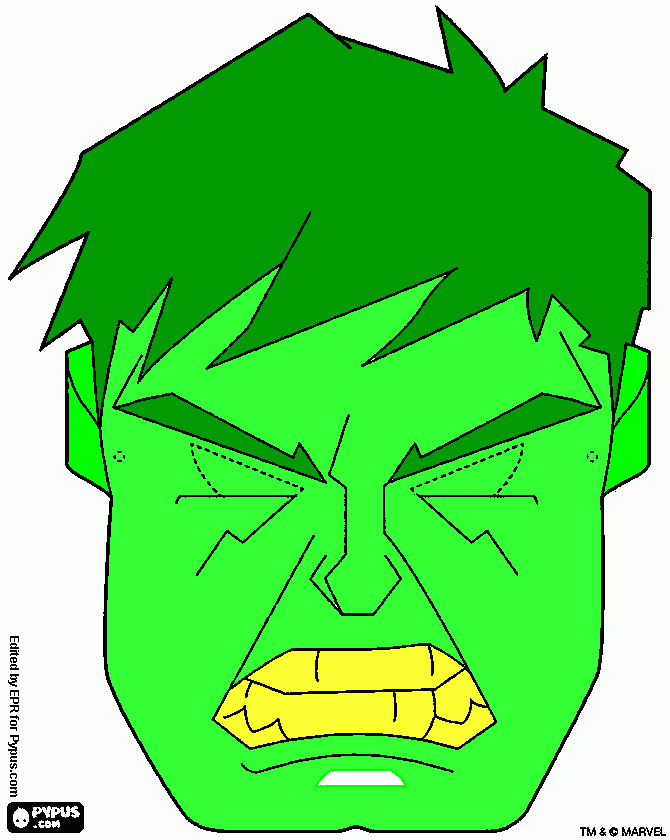 Maschera Hulk da colorare