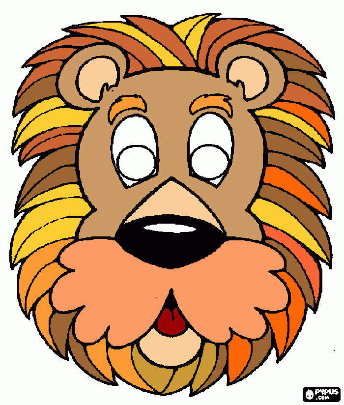 maschera leone da colorare