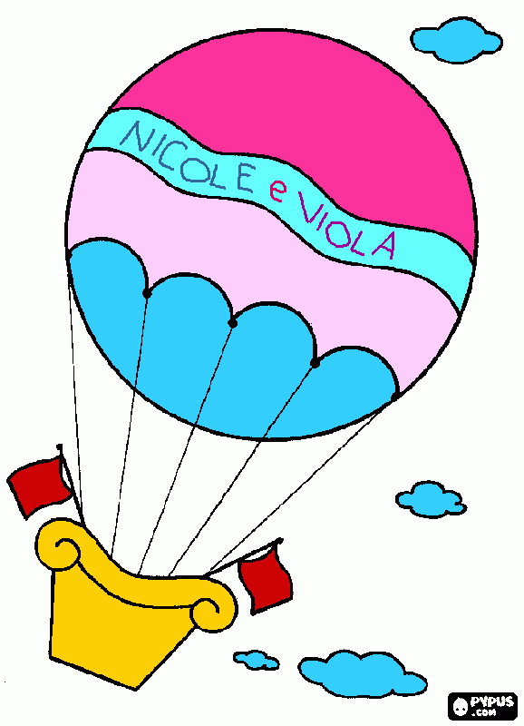 mongolfiera nicole viola da colorare