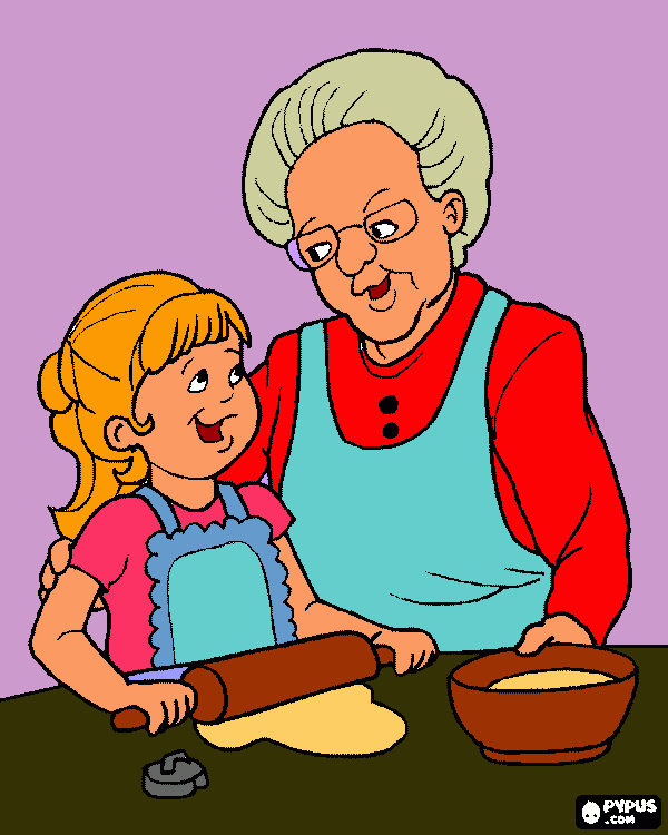 nonna bimba da colorare