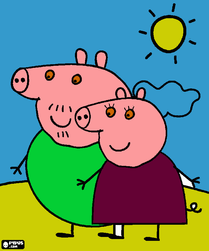 nonno pig e nonna pig  è la famiglia di peppa pig da colorare