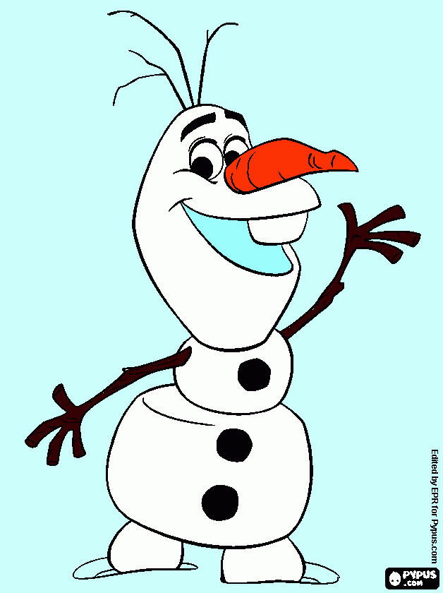 olaf  che saluta da colorare