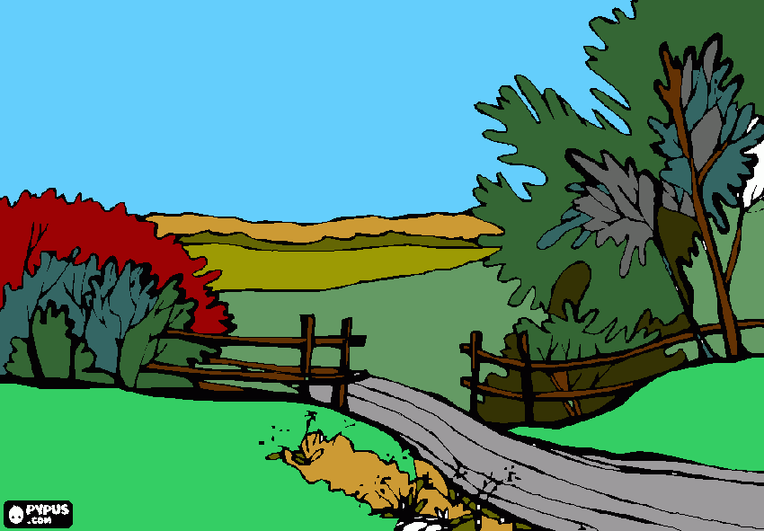 paesaggio d'autunno da colorare