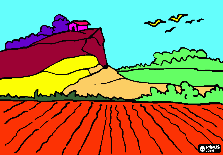 paesaggio di montagna da colorare