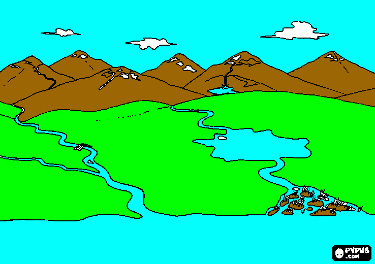 paesaggio montano da colorare